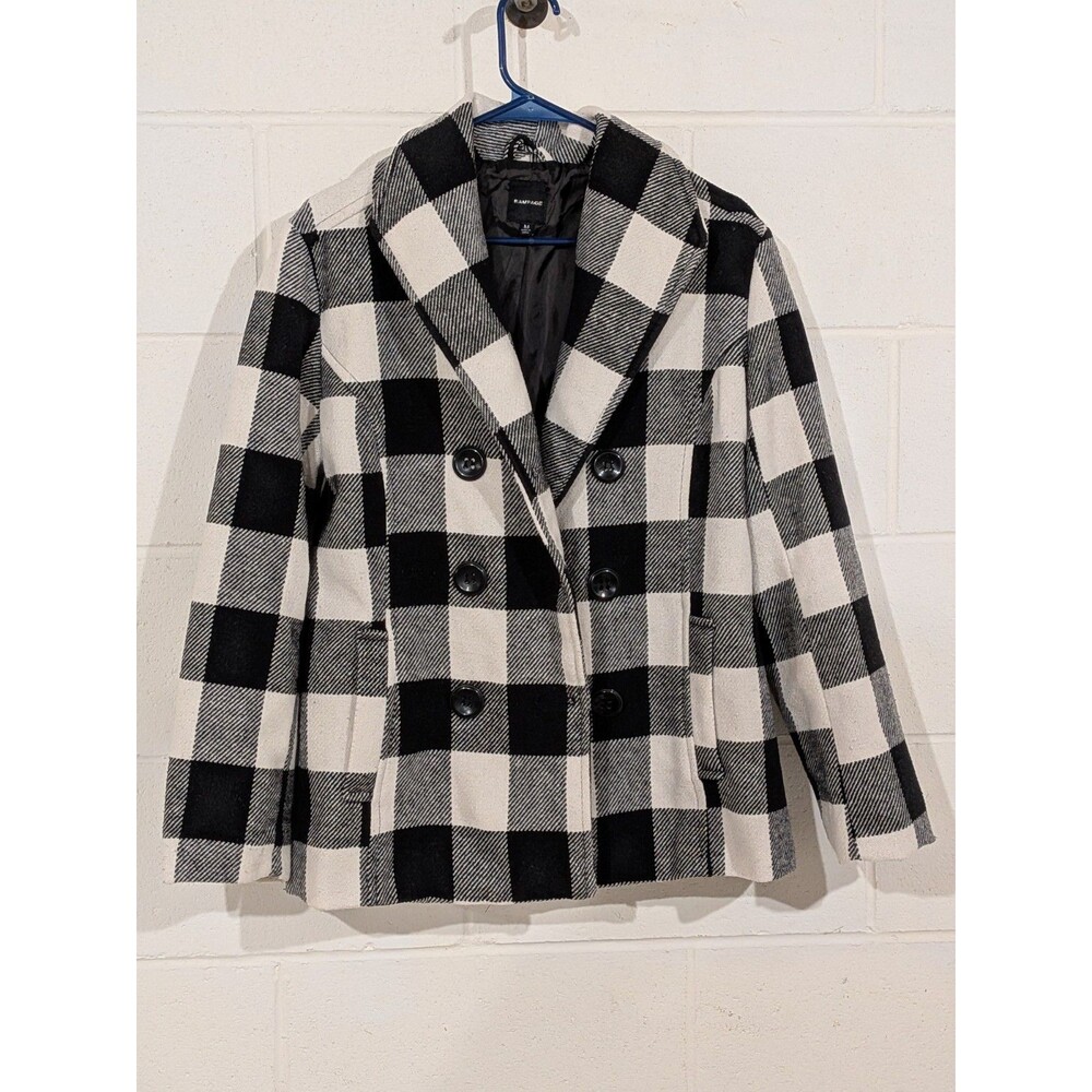 Rampage Plaid Jacket Pea Coat Women's Size Medium